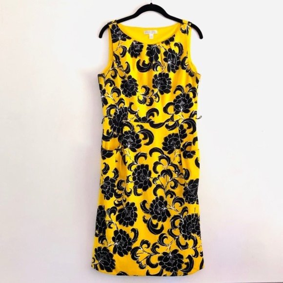London Times Dresses & Skirts - London Times Dress 12 Sheath Printed Sleeveless Yellow Vibrant Bright Dressy